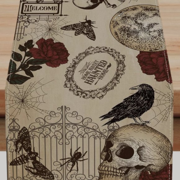 Halloween Table Runner Decorative Cloth Haunted Decoration Holiday Home Decor - Picture 2 of 16